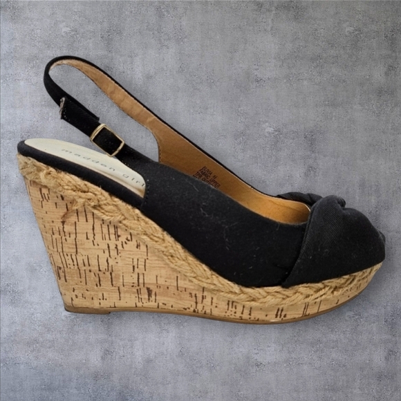 Madden Girl Elivia‎ Peep Toe Slingback Cork Wedge Espadrille Women's Size 8.5 - Picture 1 of 14